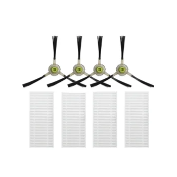 4 Боковые Щетки + 4 HEPA-Фильтра для Аксессуаров Робота-Пылесоса Lefant M210 Pro M1 M201/M501A/M571/T700