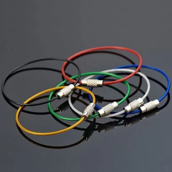 2 ШТ Кольцо для ключей из ПВХ цвета радуги, разноцветный брелок из нержавеющей проволоки, кабель, кольцо для ключей, петля, разноцветные идентификационные бирки для ключей