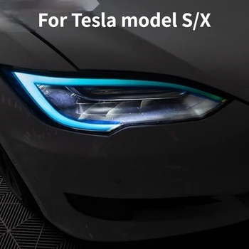 Наклейка для украшения автомобильных фар для Tesla Model S Модель X Защитная пленка для лампы для бровей из ТПУ Модель S Автомобильный аксессуар против царапин
