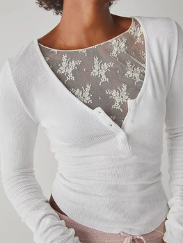 Женский укороченный топ Y2k с открытыми плечами и длинным рукавом, квадратный вырез на шее, приталенная футболка, Свитер, повседневная блузка, облегающее тело