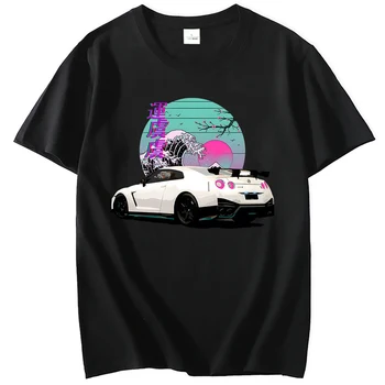 Футболка с аниме Initial D для R35 Skyline GTR, футболка с принтом автомобиля Vaporwave JDM Legend, Мужская футболка с графическим рисунком из 100% хлопка с коротким рукавом