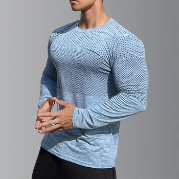 Мужская осенняя футболка с длинным рукавом, футболки для фитнеса, бодибилдинга, топы, мужские футболки для бега, мужские футболки