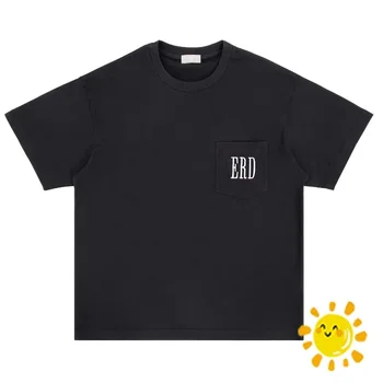 Футболка с логотипом ERD в новом стиле с карманной вышивкой, Мужская и женская повседневная футболка, летняя стильная футболка