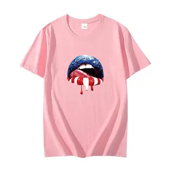 4 июля, патриотические Hot Lips, американский флаг, винтажные футболки с графическим рисунком, футболка с круглым вырезом, футболки с коротким рукавом, Летняя мужская одежда