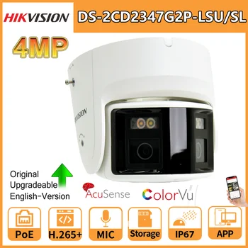 4-Мегапиксельная Панорамная IP-камера Hikvision DS-2CD2347G2P-LSU/SL Безопасности 2K с Двойным Объективом, Цветная Ночная Камера, Встроенный Микрофон, Динамик