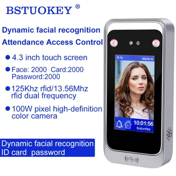 4,3-дюймовый двухчастотный динамический распознаватель лиц, устройство для контроля доступа в офис, устройство для считывания лицевых карточек, устройство для посещаемости