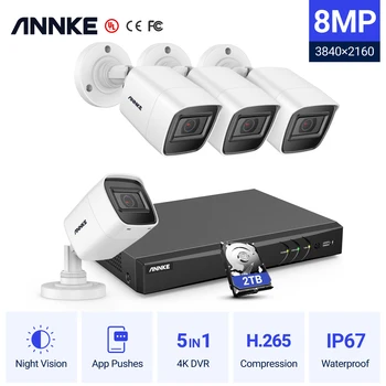 Система ANNKE Обеспечивает четкий день и ночь в формате 4K Ultra HD, интеллектуальный поиск и воспроизведение с помощью 4ШТ 4K Ultra HD с камерой Smart EXIR с разрешением 2T
